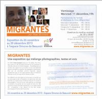 Exposition Migrantes d'Anne Groisard. Du 26 novembre au 20 décembre 2013 à Nantes. Loire-Atlantique. 